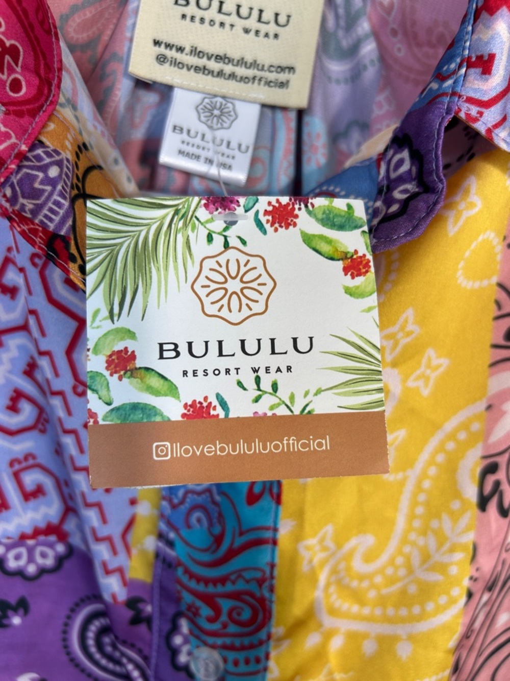 Bululu Multicolor Patchwork Bandana-Print Button Down Shirt - Picture 3 of 9